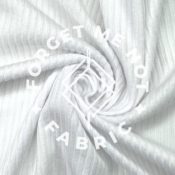 Solid White Rib Knit Fabric
