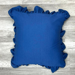 Blue Rib Knit Ruffle Pillow Case
