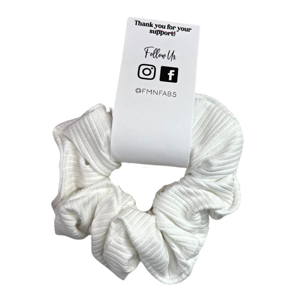 White Rib Knit Large Scrunchie, Soft Rib Knit Scrunchie, Hand Made in USA, Jumbo Scrunchie, Gift Item