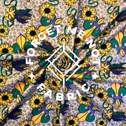 Mardi Gras Sunflowers Leopard, Mediumweight DBP Fabric