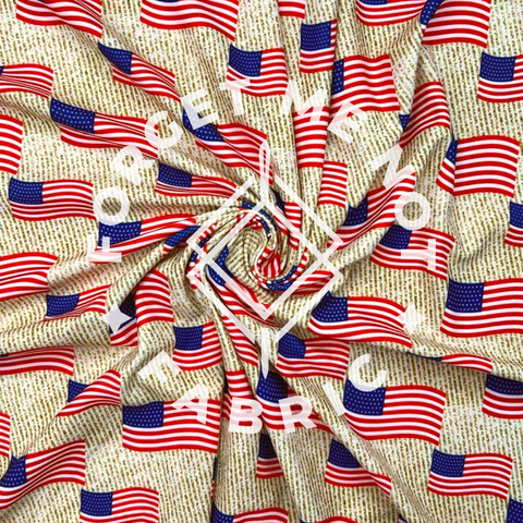 American Flags Gold Stripe, DBP Fabric
