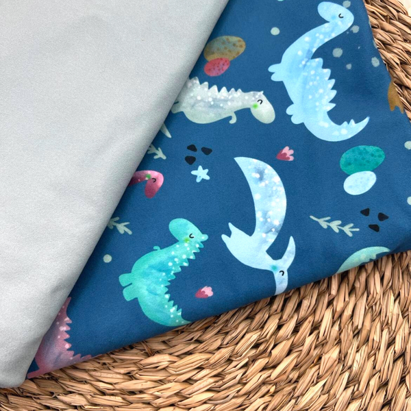 Cutie Dinosaurs Blue, DBP Super Soft Knit Fabric, Dinosaur Kid Fabric