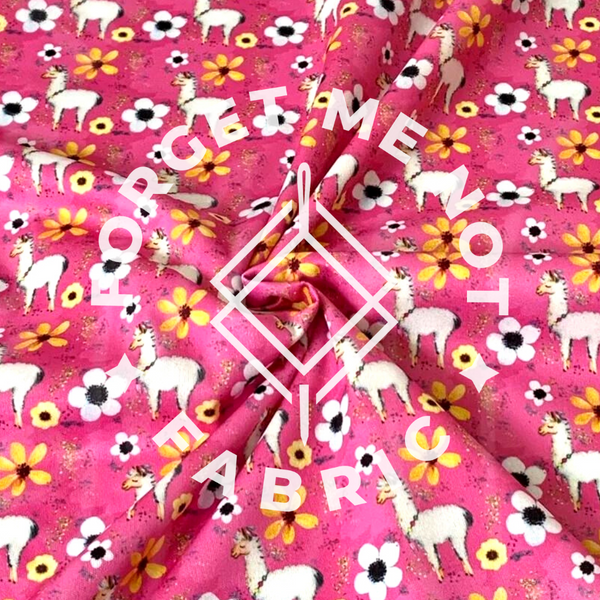Llama Hot Pink PUL Fabric