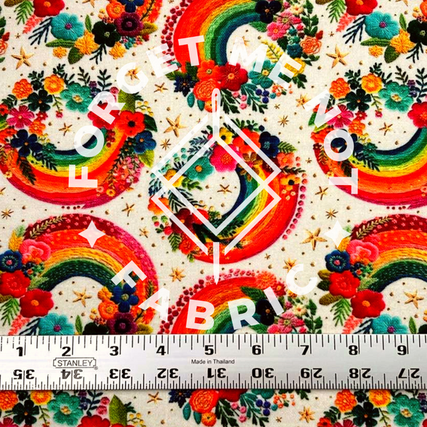 Rainbow Embroidery, DBP Super Soft Knit Fabric
