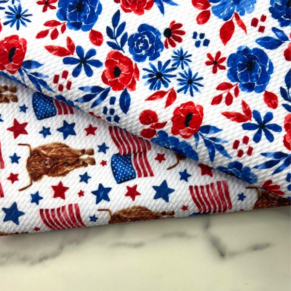 Patriotic Floral, Bullet Knit Fabric