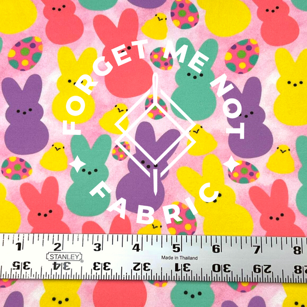 Easter Pink Peeps Eggs, DBP Super Soft Knit Fabric, Easter Collection