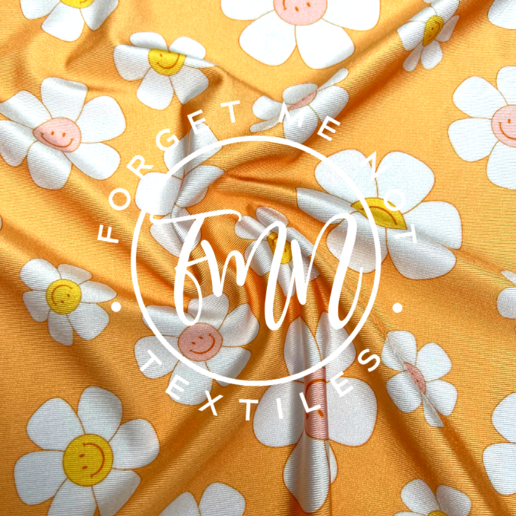 Daisy Flowers Swim Spandex Fabric
