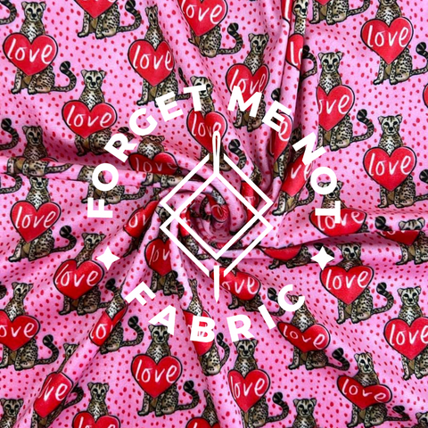 Cheetah Love Hearts, Buttery Soft Velvet Fabric
