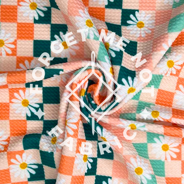 Boho Daisy Checkerboard, Bullet Knit Fabric