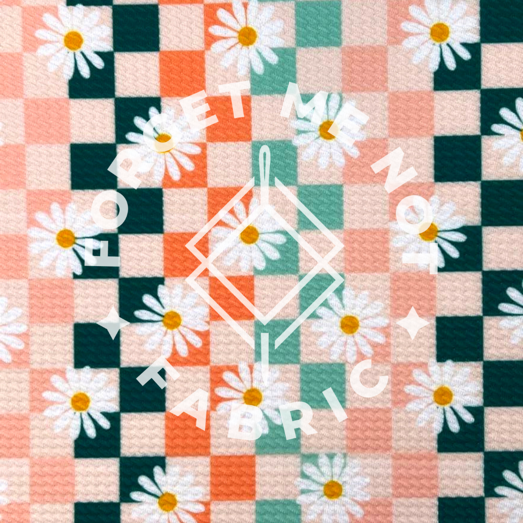 Boho Daisy Checkerboard, Bullet Knit Fabric