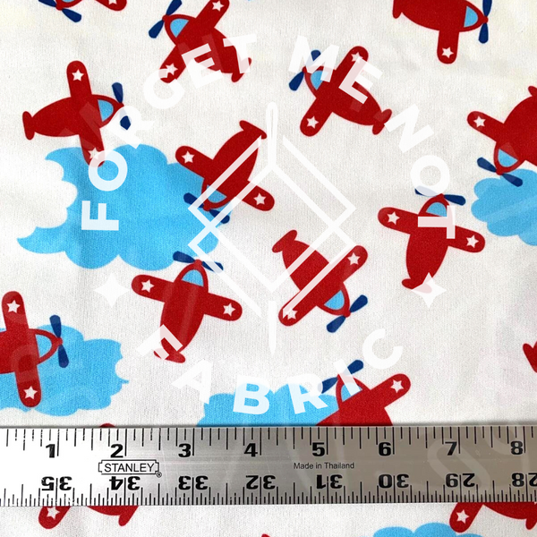 Red Airplanes In Clouds PUL Fabric