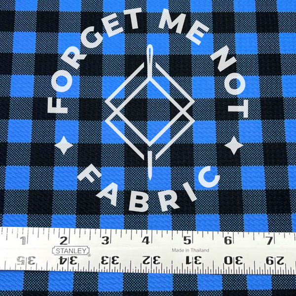 Blue and Black Plaid, Bullet Knit Fabric