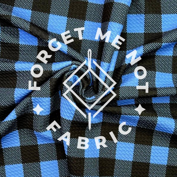 Blue and Black Plaid, Bullet Knit Fabric