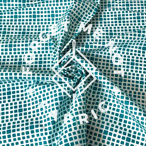 Teal Squares Cotton Fabric