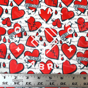 Daddy's Girl Red Hearts PUL Fabric