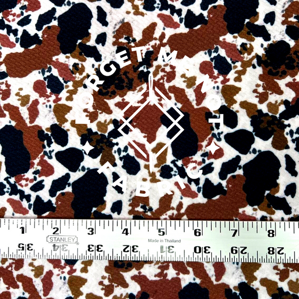 Black Brown Cow Spot Bullet Fabric, Western Cow Spot Bullet Fabrics, Cow Spot Knit Fabrics