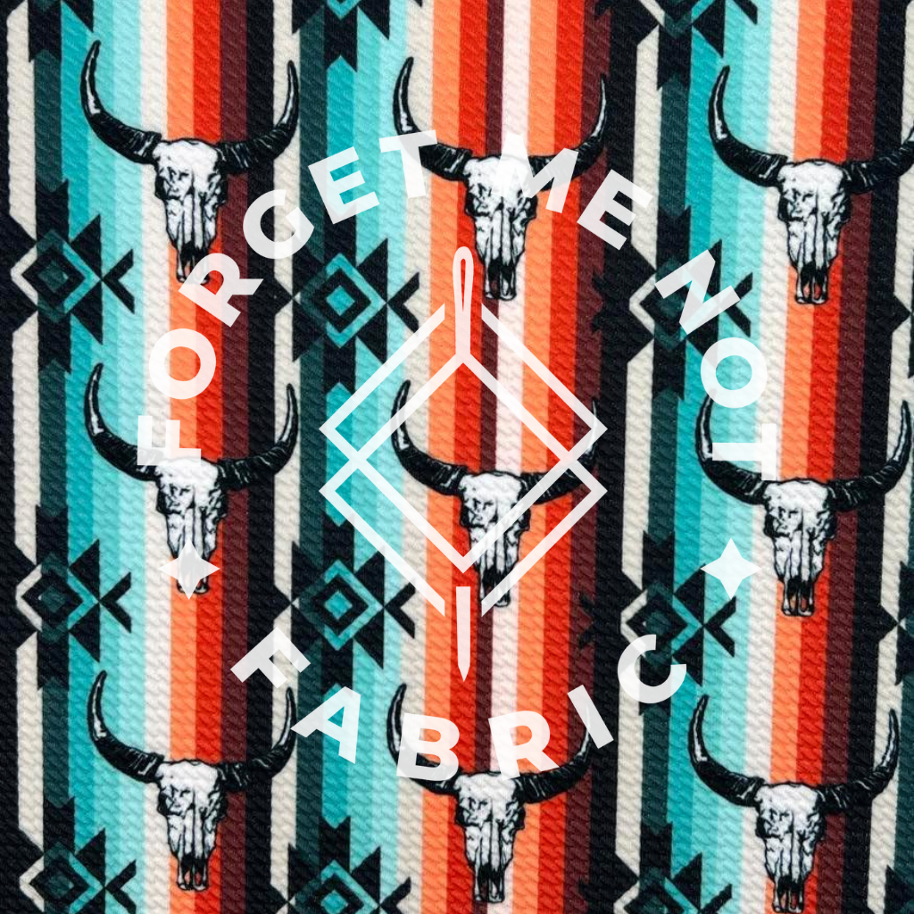 Aztec Bull Skull, Bullet Knit Fabric