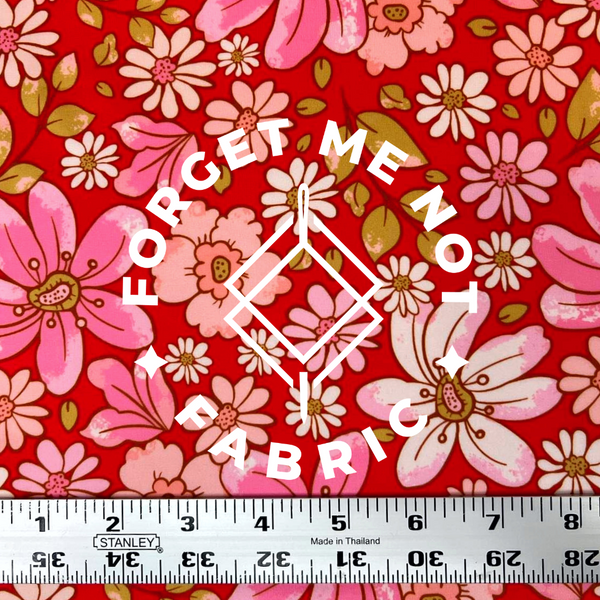 Beautiful Red Floral Super Soft DBP Fabric