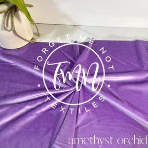 Amethyst Orchid Violet Buttery Soft Velvet Fabric, 4 Way Stretch Velvet
