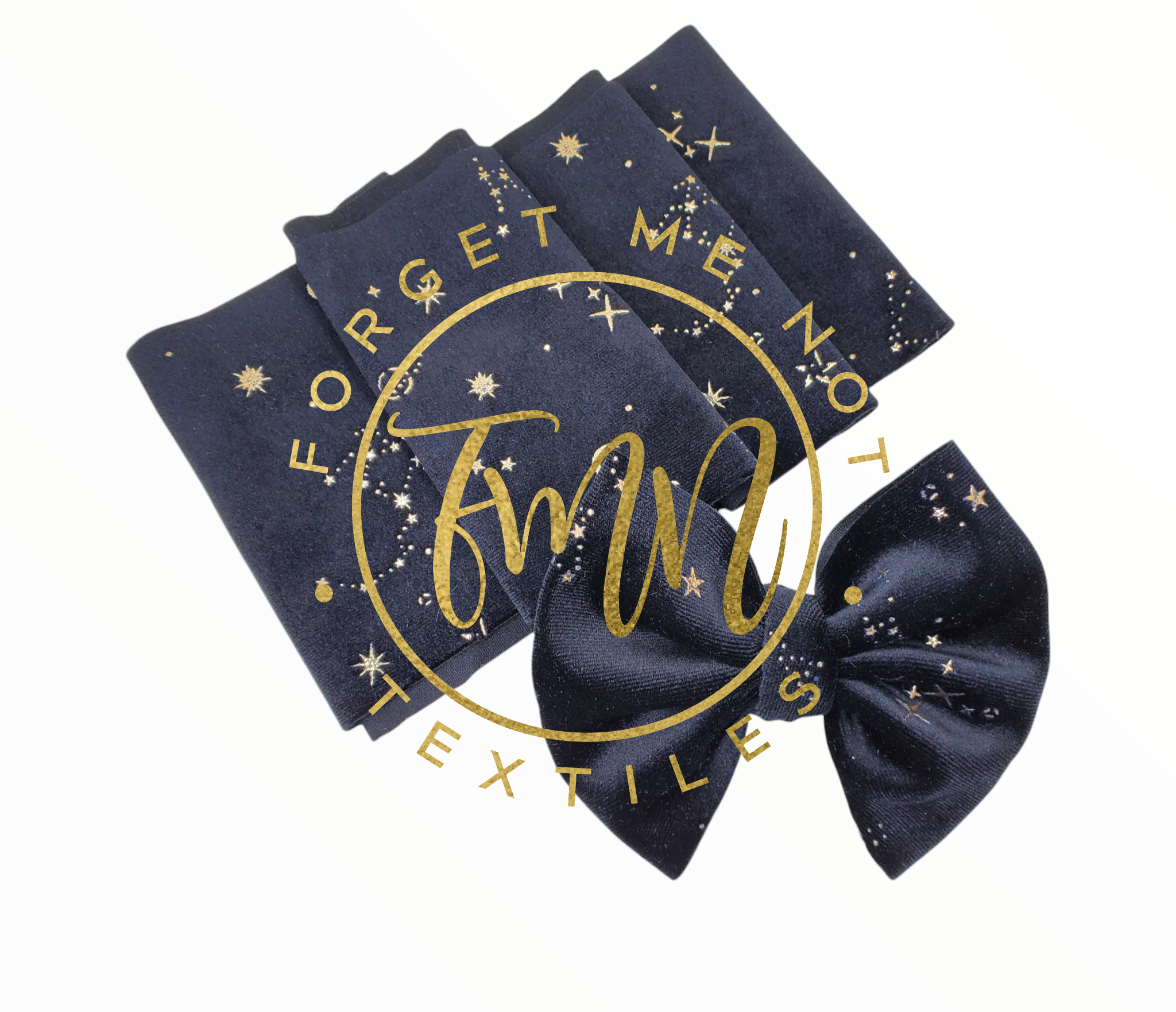 Ready To Bow Strip 5"x 60" Black Constellation Velvet