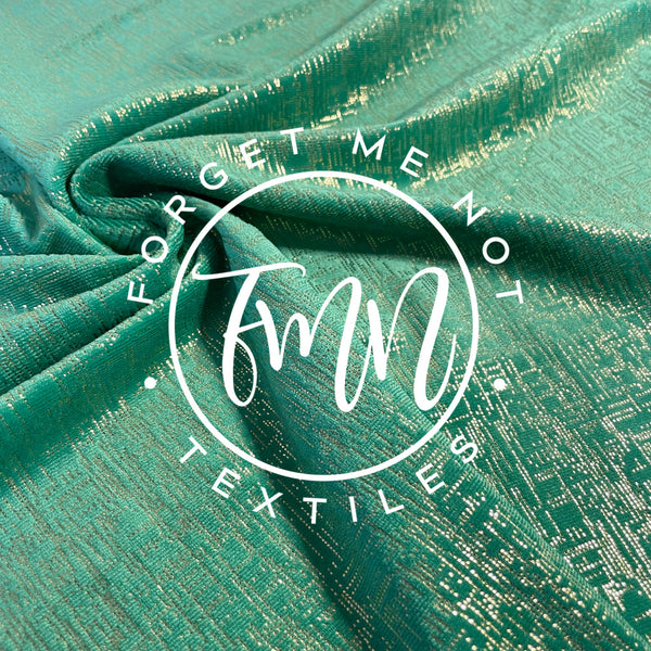 Emerald Green Metallic Shimmer Velvet Fabric