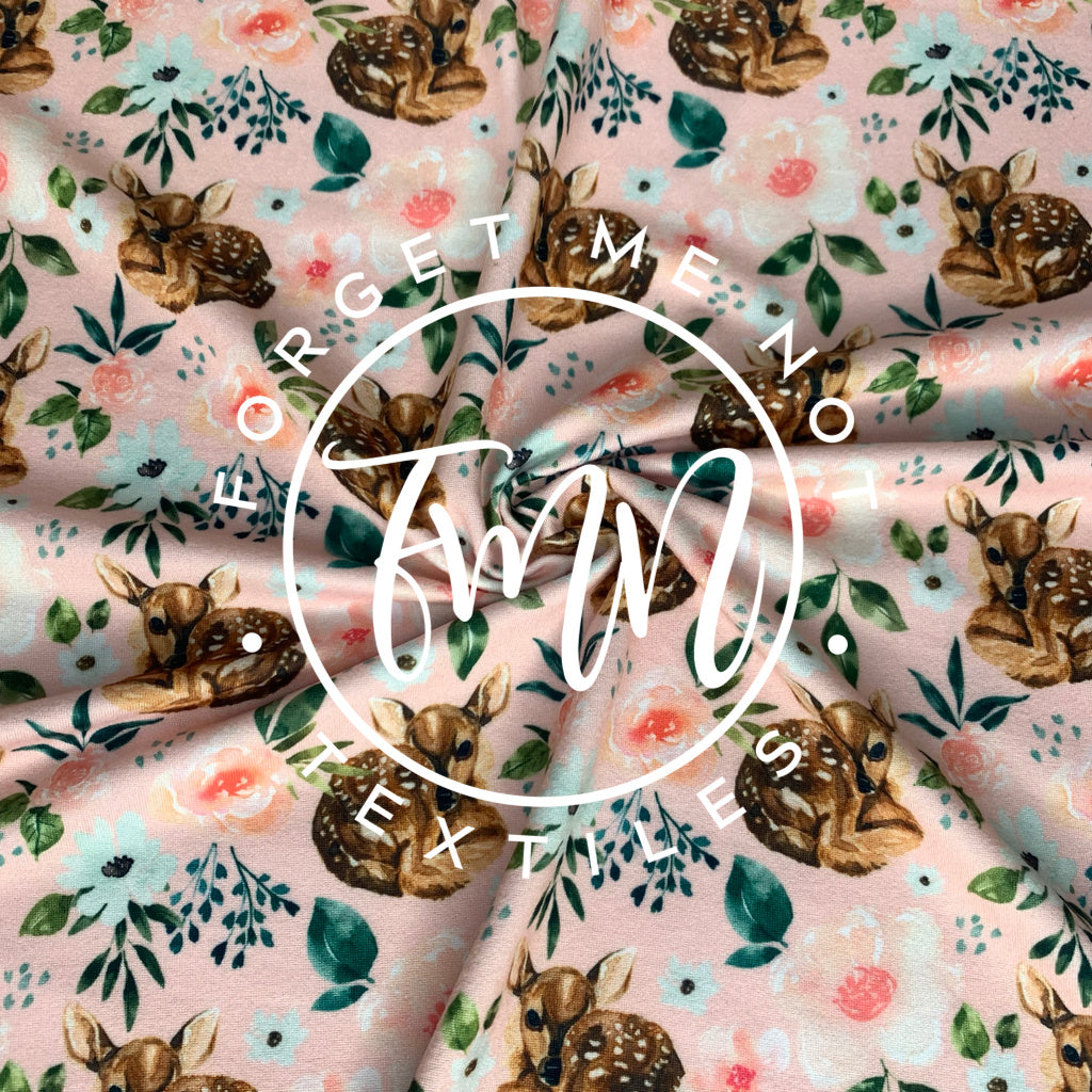 FMNF Pink Deer Floral DBP Butter Fabric