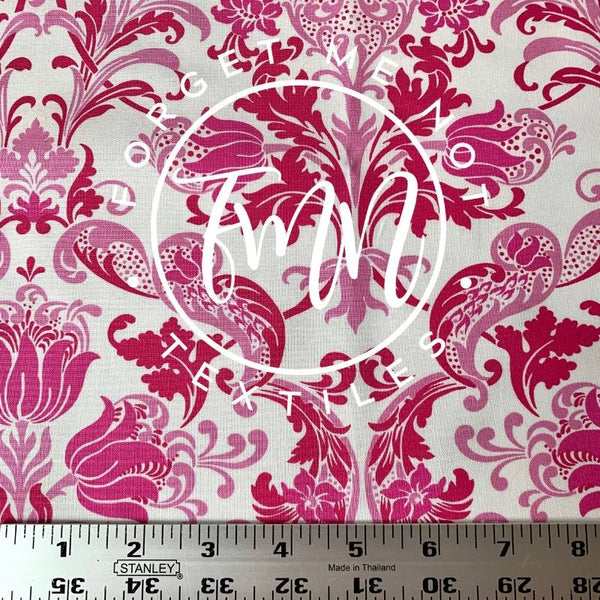 Hot Pink Damask Cotton Fabric