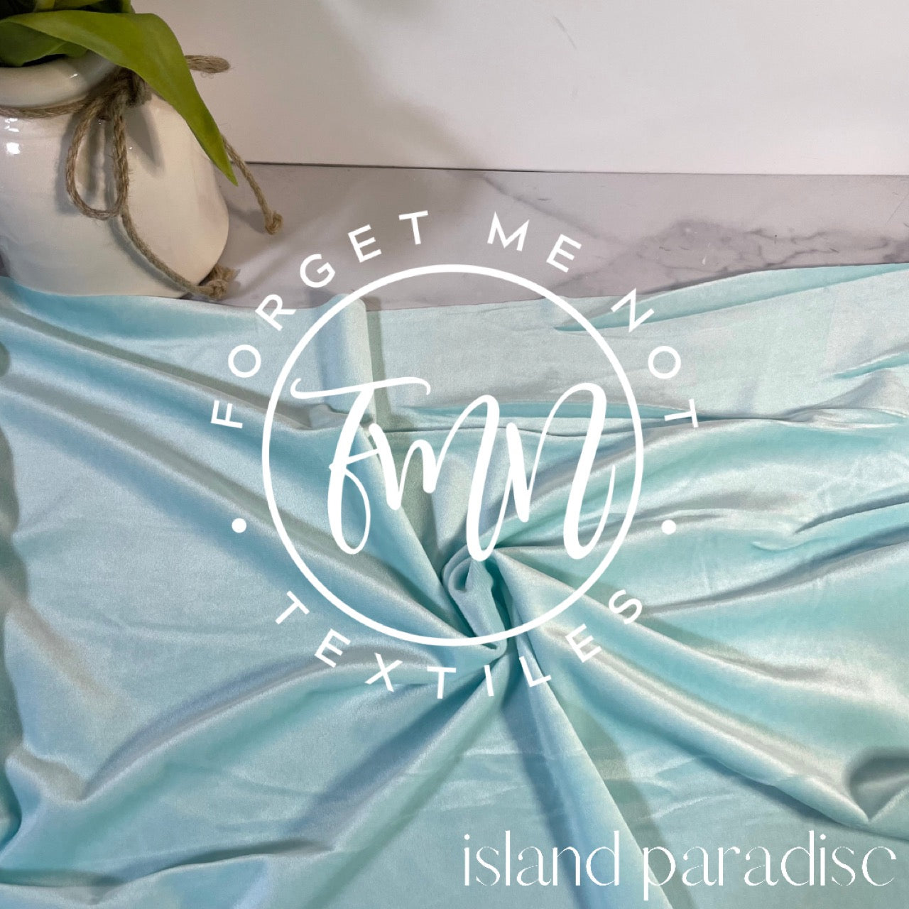Island Paradise Mint Buttery Soft Velvet Fabric, 4 Way Stretch Velvet