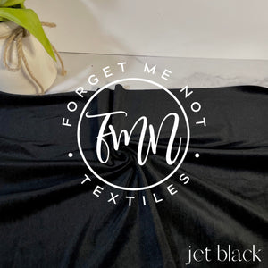 Jet Black Buttery Soft Velvet Fabric, 4 Way Stretch Velvet