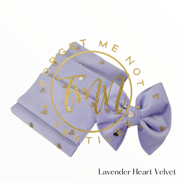 Ready To Bow Strip 5"x 60" Lavender Metallic Hearts Velvet