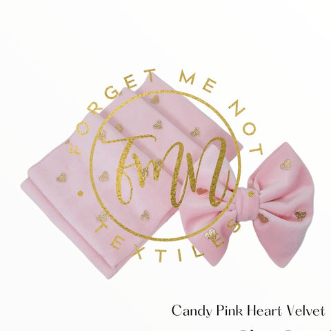 Ready To Bow Strip 5"x 60" Candy Pink Metallic Hearts Velvet