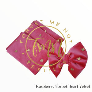 Ready To Bow Strip 5"x 60" Raspberry Sorbet Metallic Hearts Velvet