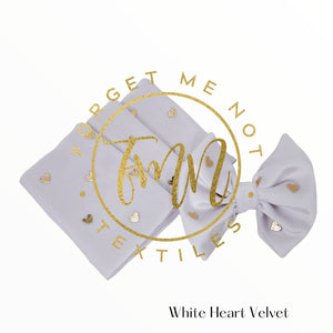 Ready To Bow Strip 5"x 60" White Metallic Hearts Velvet