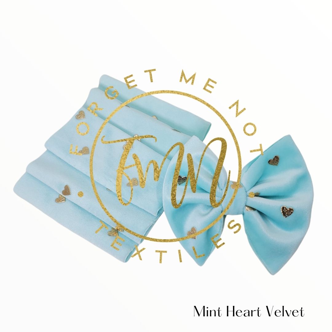 Ready To Bow Strip 5"x 60" Mint Metallic Hearts Velvet