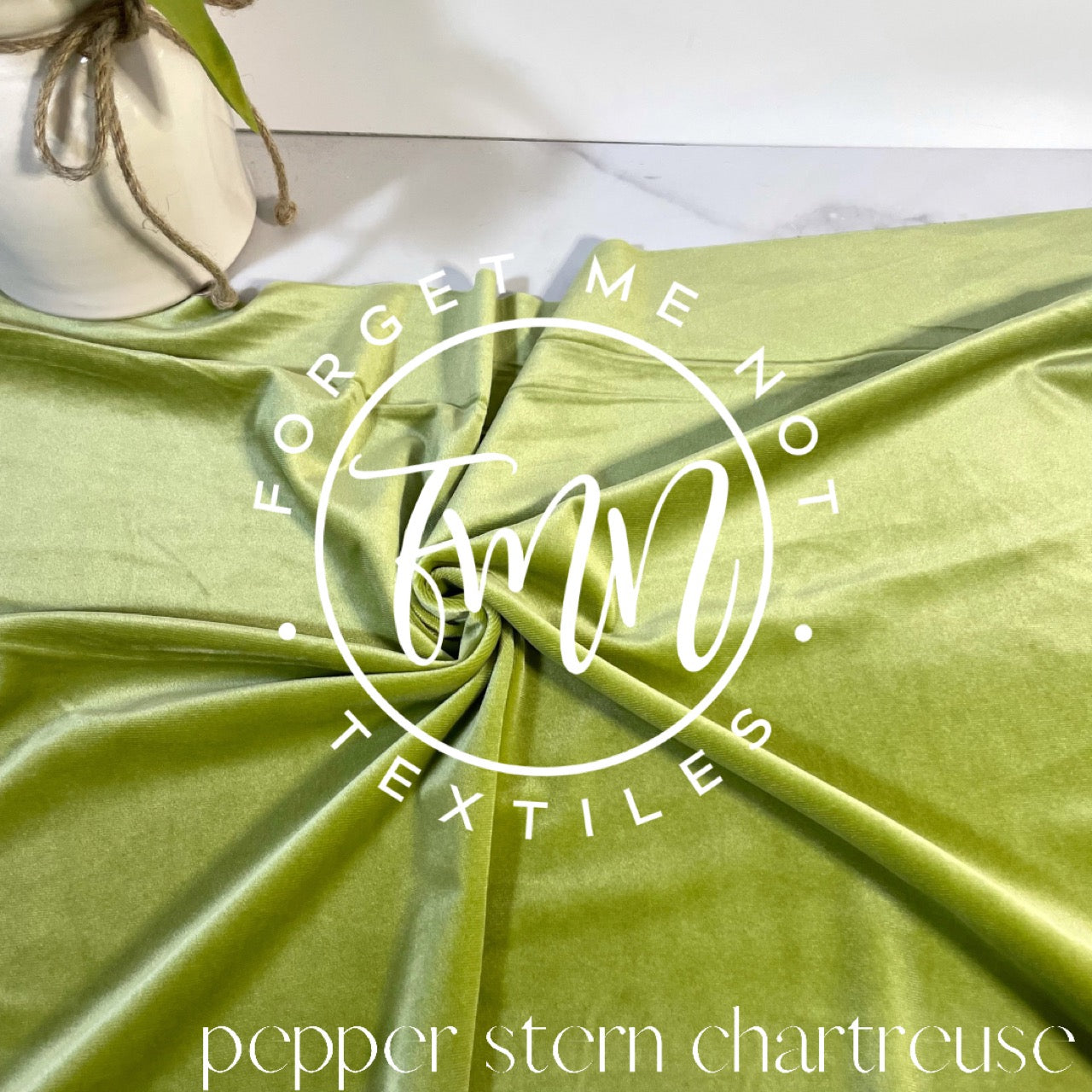 Pepper Stern Chartreuse Buttery Soft Velvet Fabric, 4 Way Stretch Velvet