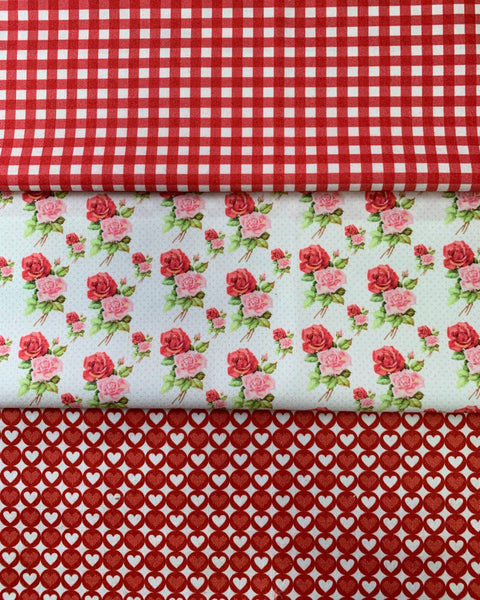 Gingham Red & White Twill Fabric