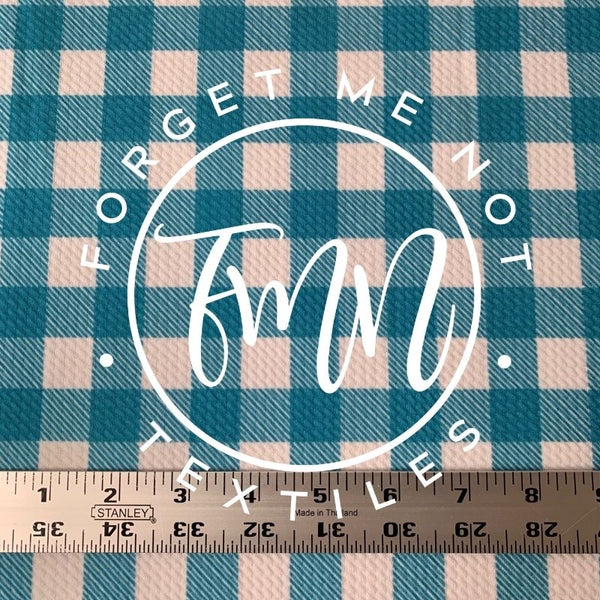 Plaid Teal & White Bullet Fabric