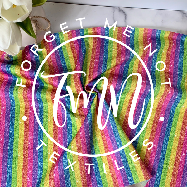 Striped Rainbow Glitter PUL Fabric